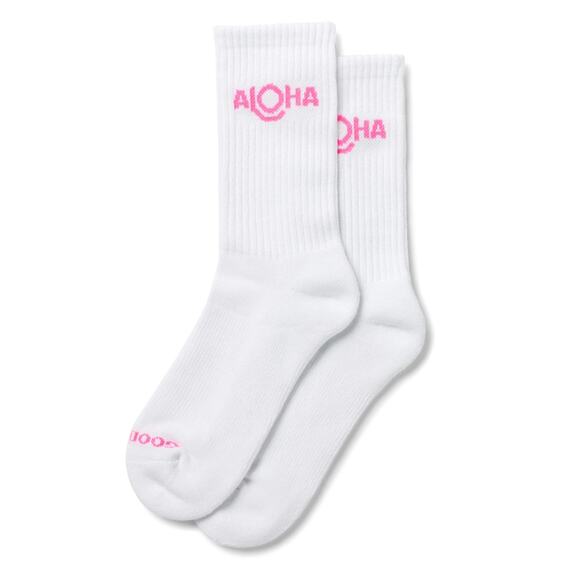 ALOHA Collection Accessories - Aloha Collection Stripe Crew Socks Neon Pink